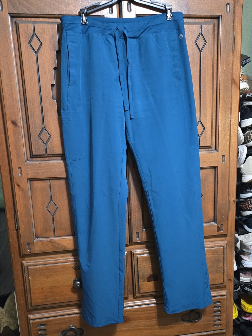 Womens Barco Uniforms Teal-Blue Scrub Drawstring Pants Sz Med